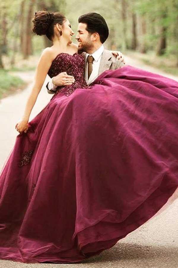 burgundy wedding dress